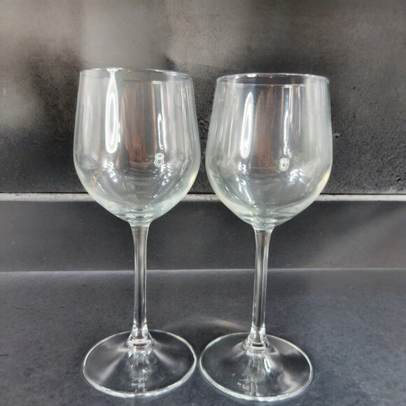 Bormioli Rocco Water Wine Glass Goblet Drinking Cups Clear Set 2 Marked Bottom - Picture 9 of 12